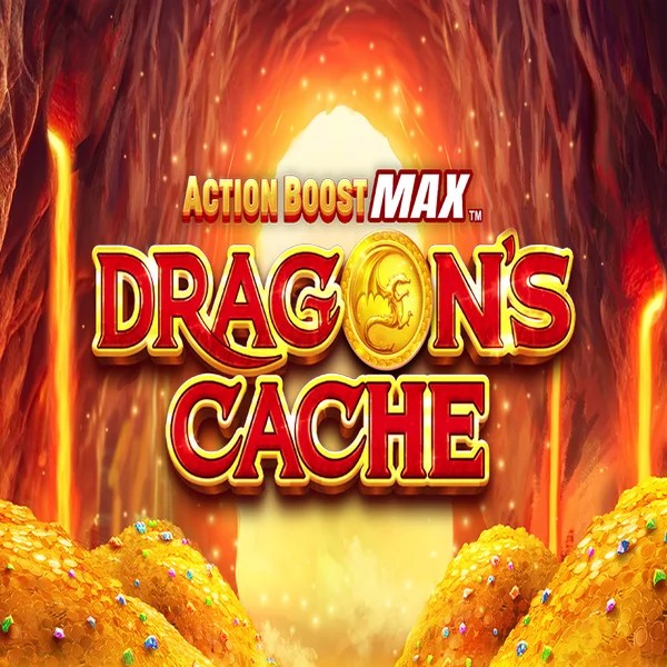 Official Slots logo: Action Boost Max Dragon's Cache by SpinPlay Games at Wolf Casino